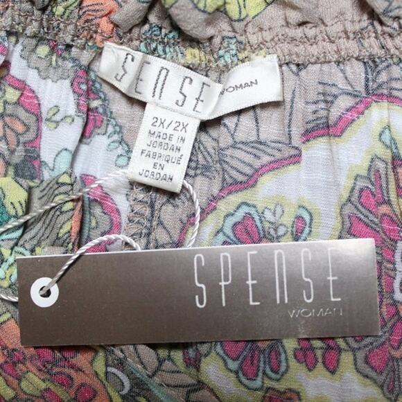 Spense Floral Tunic Top  XXL Pullover V Neck Bell Sleeves - Picture 7 of 8
